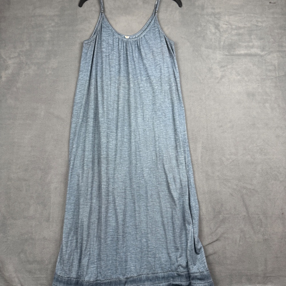 Daily Practice by Anthropologie Blue Cotton Slub Eyelet Maxi Dress XS Boho Loung